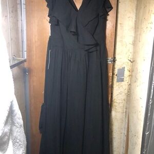 Black Ruffled Wrap Maxi Dress